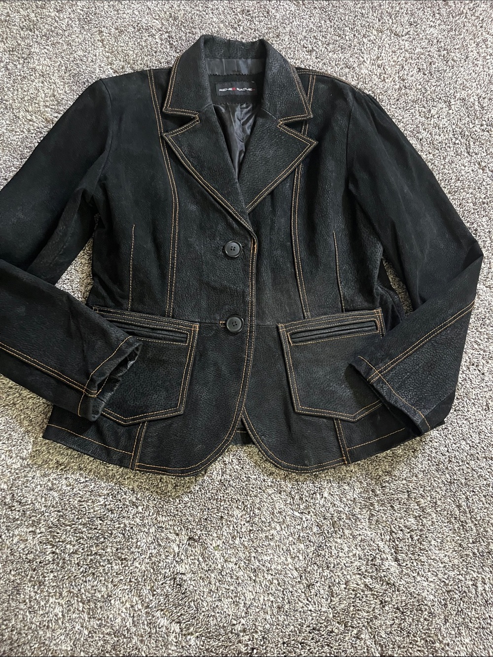Renee Raquel Suede Leather Y2K Blazer Western Black Leather Jacket